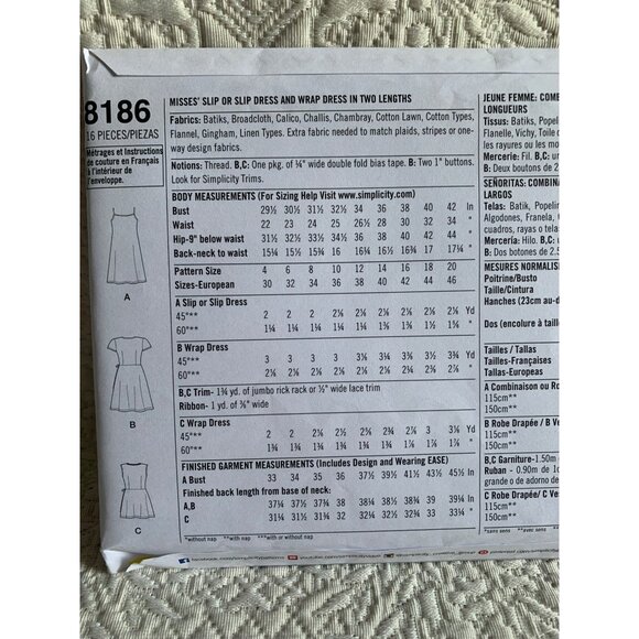 Simplicity Dottie Angel Slip Wrap Dress Misses sewing pattern 8186 sz12-20 - Unc - Picture 7 of 9